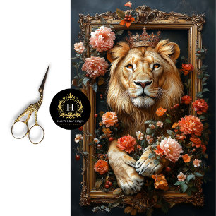 Papier Mousseline Découpage du cadre floral Royal Lion King Crown