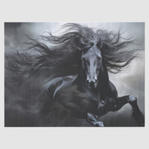 Papier Mousseline Découpage du cheval friésien noir