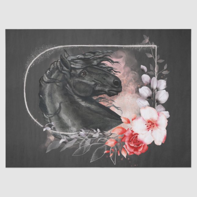 Papier Mousseline Découpage du cheval friésien noir (Recto)