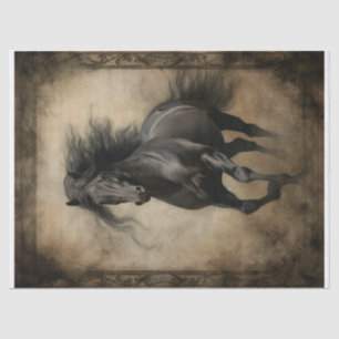 Papier Mousseline Découpage du cheval noir