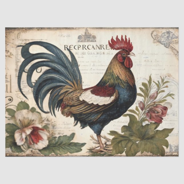 Papier Mousseline Découpage du coq vintage (Recto)