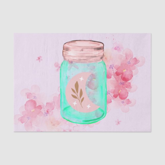 Papier Mousseline Découpage du faisceau de lune Mason Jar (Recto)