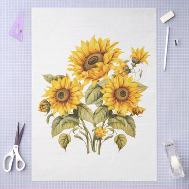 Papier Mousseline Découpage du grand bouquet de tournesol (Artisanat)