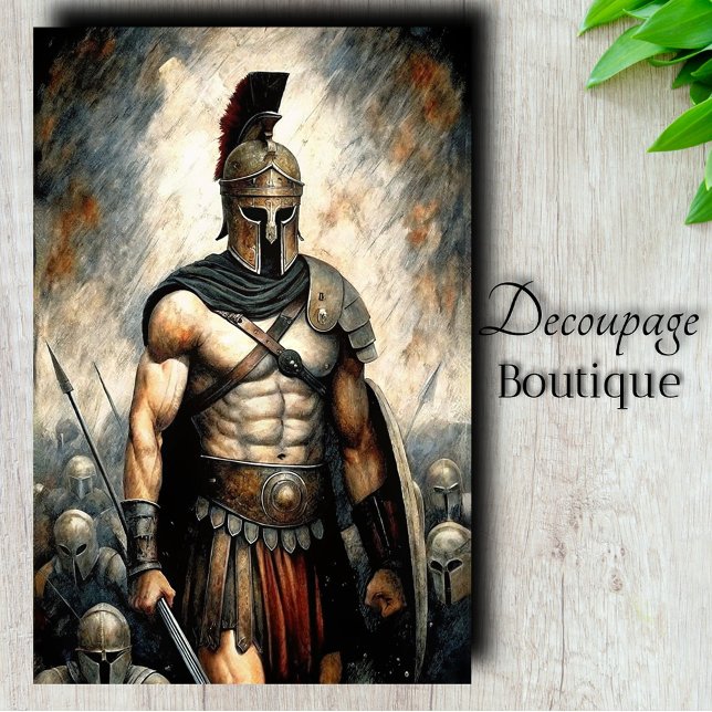 Papier Mousseline Découpage du guerrier spartiate (Spartan Warrior Decoupage Tissue Paper)