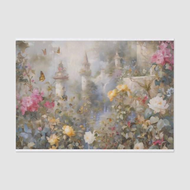 Papier Mousseline Découpage du jardin de fleurs enchanté (Recto)
