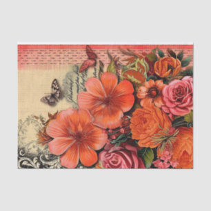 Papier Mousseline Découpage du journal de junk floral orange