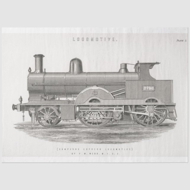 Papier Mousseline Découpage du moteur de train vintage Locomotive Ep (Recto)