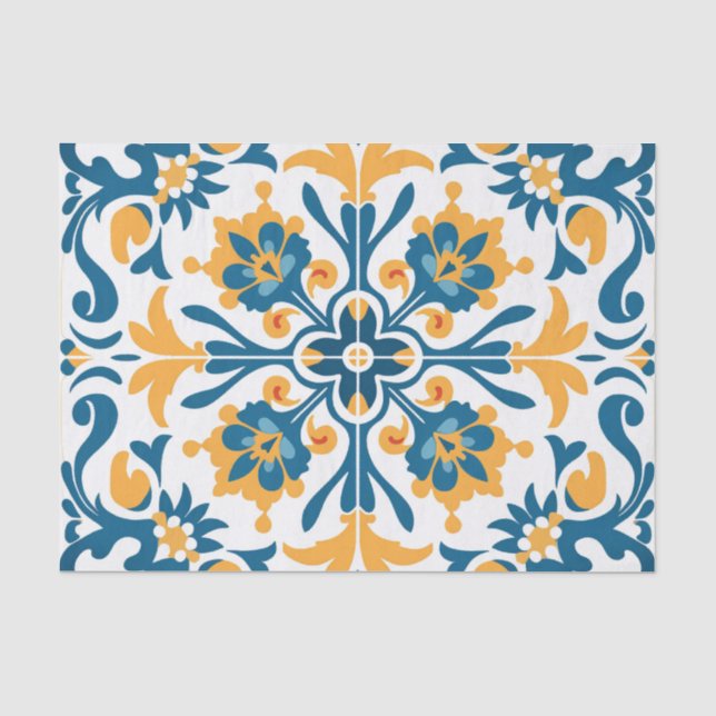 Papier Mousseline Découpage du motif de tuiles espagnoles mignonnes (Recto)