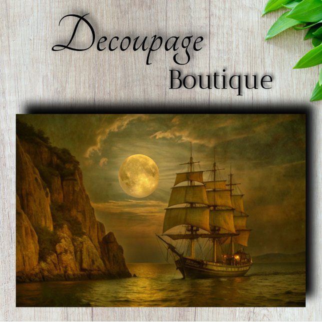 Papier Mousseline Découpage du navire à voile Lune (Moonlit Sailing Ship Decoupage Tissue Paper)