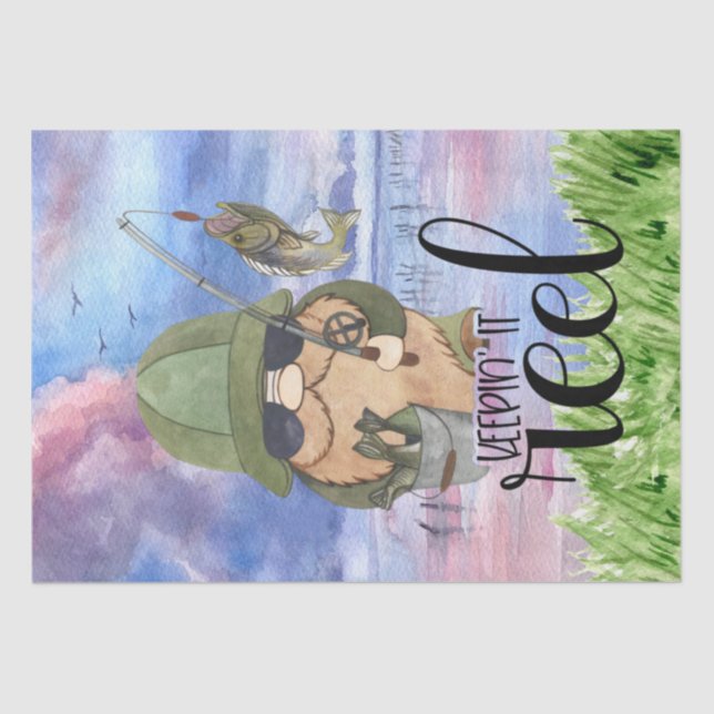 Papier Mousseline Découpage du nome de pêche "Keepin' It Reel" (Recto)