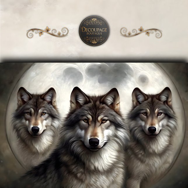 Papier Mousseline Découpage du pack Wolf lunaire (Lunar Wolf Pack Decoupage Tissue Paper)