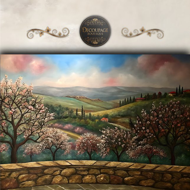 Papier Mousseline Découpage du paysage du printemps toscan (Tuscan Spring Landscape Decoupage Tissue Paper)