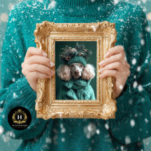 Découpage du portrait de caniche vert de Noël