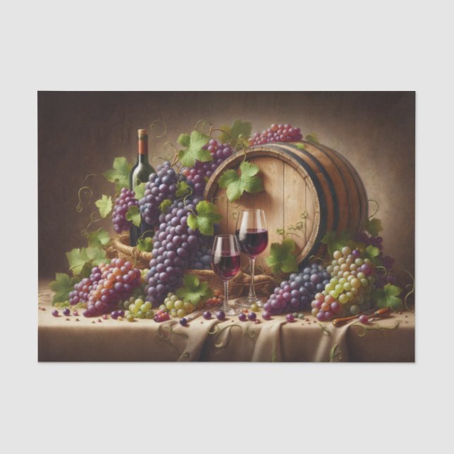 Papier Mousseline Découpage du raisin et du vin à vie morte (Recto)