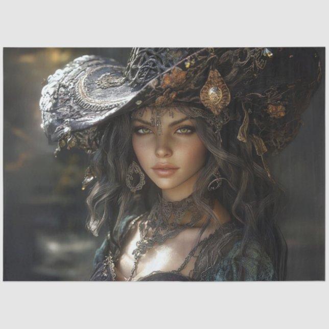 Papier Mousseline Découpage Élégance gothique Lady Seraphina (Recto)