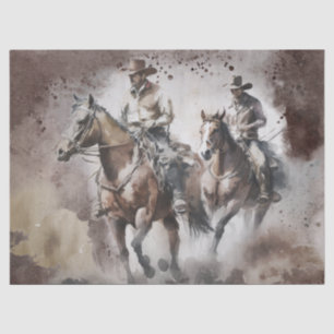 Papier Mousseline Découpage en aquarelle Western Cowboy