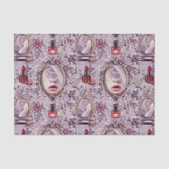 Papier Mousseline Découpage en bâton à lèvres Retro Maquillage Vanit (Recto)