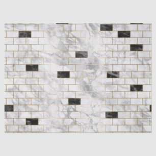 Papier Mousseline Découpage en brique noire et Marbre blanc