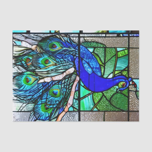 Papier Mousseline Découpage en verre de Peacock bleu (Recto)
