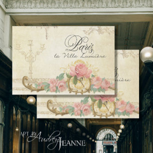 Papier Mousseline Découpage Ephémère de script floral Vintage Paris