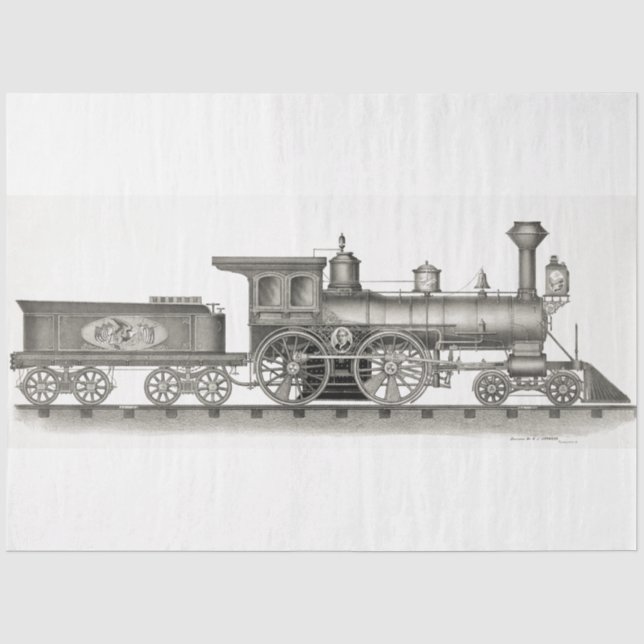 Papier Mousseline Découpage Ephémère Ephémère du moteur de train vin (Recto)