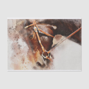 Papier Mousseline Découpage Equestre Brown Horse aquarelle