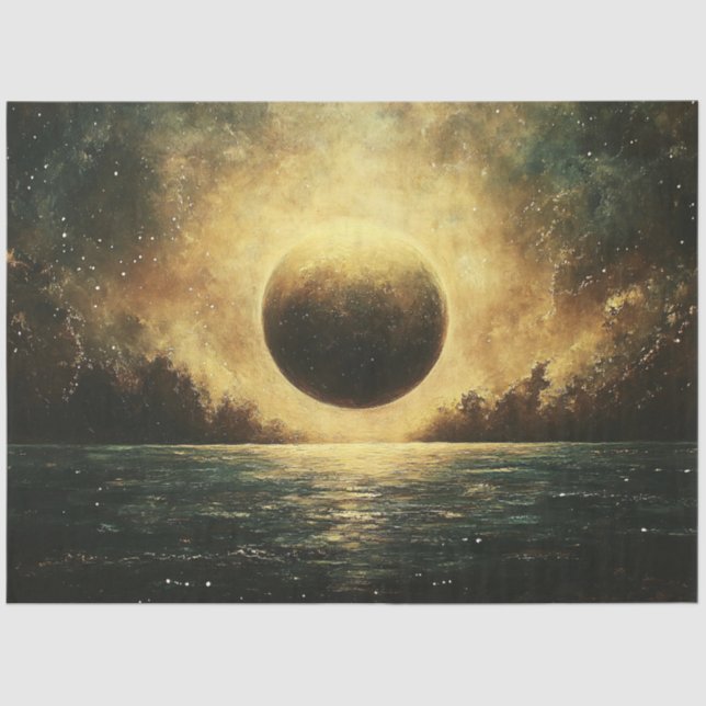 Papier Mousseline Découpage Ethérée Cosmique Eclipse (Recto)