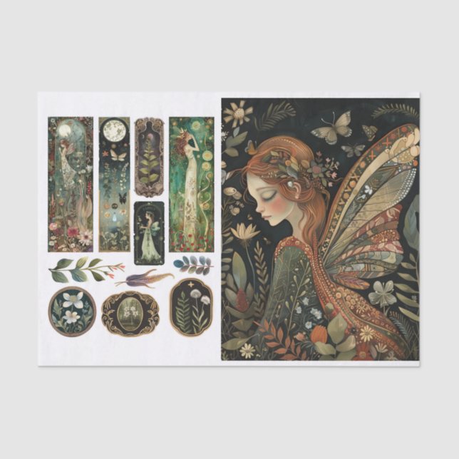 Papier Mousseline Découpage Fée avec Sm. Conception papier de matièr (Recto)