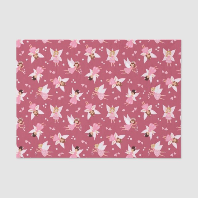 Papier Mousseline Découpage Fée fête d'anniversaire rose (Recto)