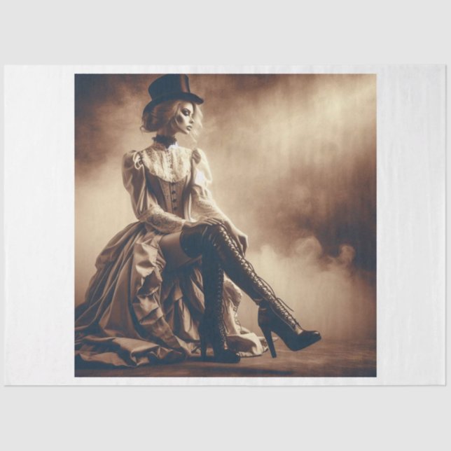 Papier Mousseline Découpage femme gothique victorienne (Recto)