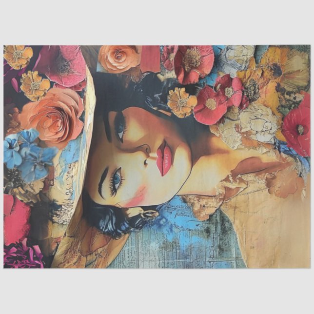 Papier Mousseline Découpage Femme sophistiquée Arrière - plan désist (Recto)