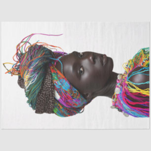 Papier Mousseline Découpage Femme tribale africaine belle coiffure