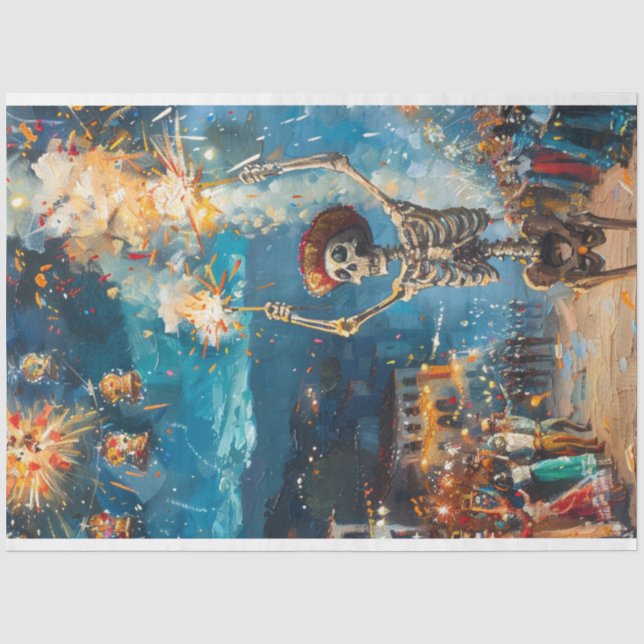 Papier Mousseline Découpage Feu d'artifice de la fête mexicaine (Recto)