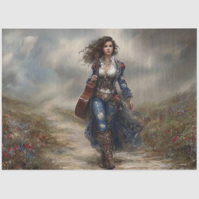 Papier Mousseline Decoupage Fields of Melody Country Singer  (Recto)