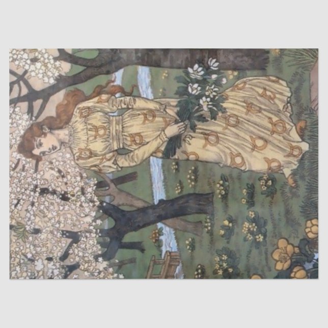 Papier Mousseline Découpage Fleur française Art Nouveau Lady Garden (Recto)