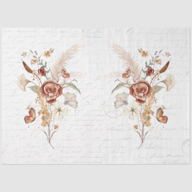 Papier Mousseline Découpage Fleur sauvage automne Pampas Ephémère en (Recto)