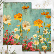 DECOUPAGE FLEURI EN DETRESSE GRUNGE