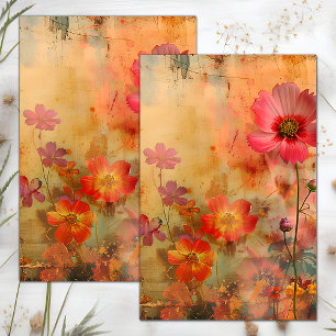 PAPIER MOUSSELINE DECOUPAGE FLEURI EN DETRESSE GRUNGE