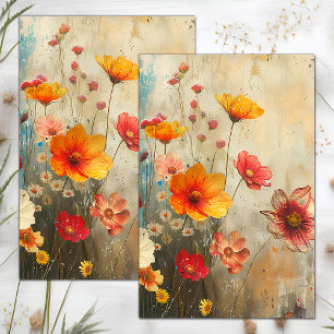 PAPIER MOUSSELINE DECOUPAGE FLEURI EN DISTRESS GRUNGE