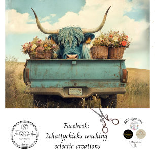 Papier Mousseline Découpage Fleurs de camions Whimsical Blue Highlan