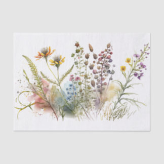 Papier Mousseline Découpage fleurs sauvages vintages