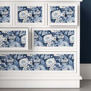 Papier Mousseline Découpage floral bleu élégant de toile de Jouy fra