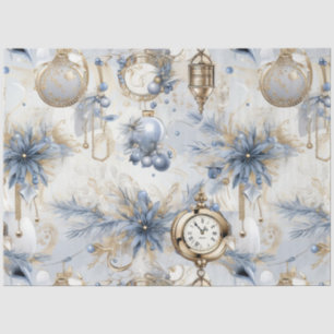 Papier Mousseline Découpage floral de Noël vintage bleu
