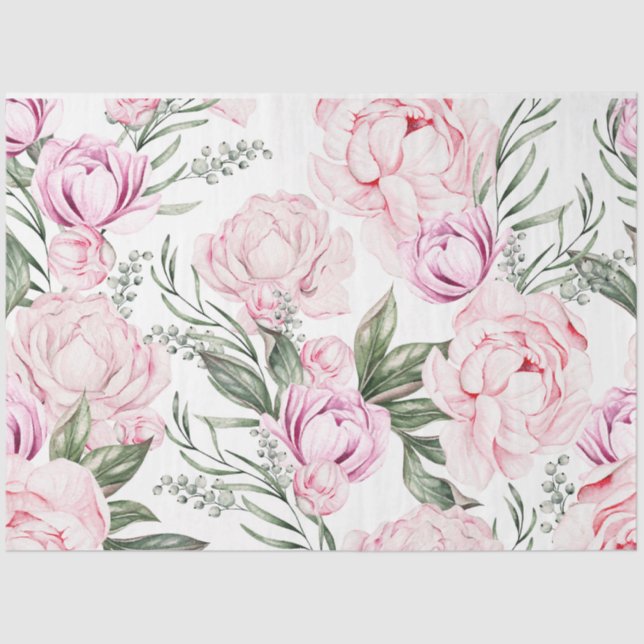 Papier Mousseline Découpage floral de pivoine rose (Recto)