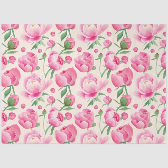 Papier Mousseline Découpage floral de pivoine rose (Recto)