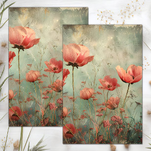 PAPIER MOUSSELINE DECOUPAGE FLORAL EN DISTRESS GRUNGE