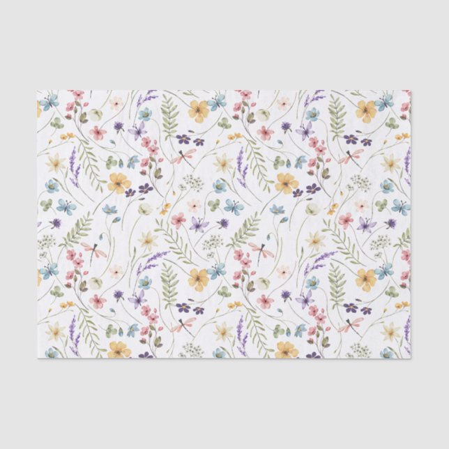 Papier Mousseline Découpage Floral fleur sauvage (Recto)