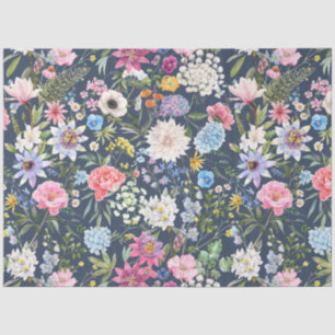 Papier Mousseline Découpage floral peony coloré