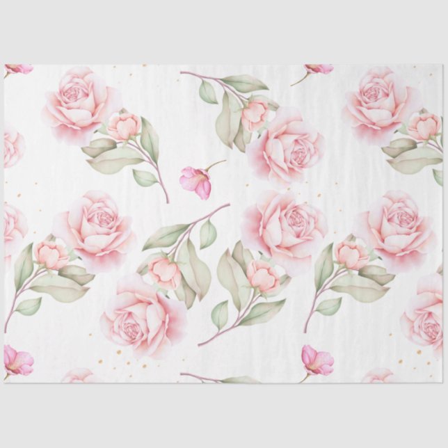 Papier Mousseline Découpage floral rose Aquarelle pivoine (Recto)