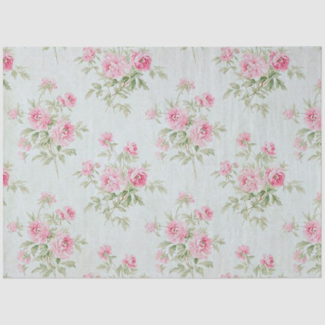 Papier Mousseline Découpage floral vintage Blush (Recto)